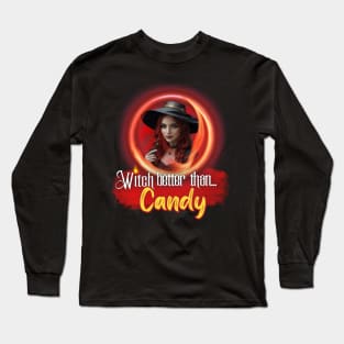 Red Witch Better than Halloween Candy Long Sleeve T-Shirt